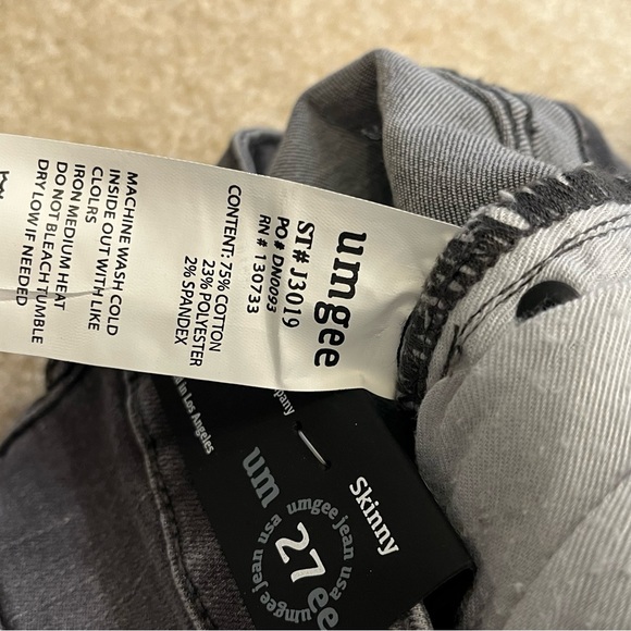 NEW Umgee Pants Womens 27 Black Denim Exposed Hem Distressed High Rise Skinny - Picture 7 of 12